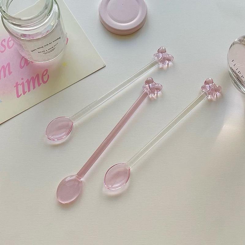 Tea Coffee Utensils - Cuillère à café en verre rose