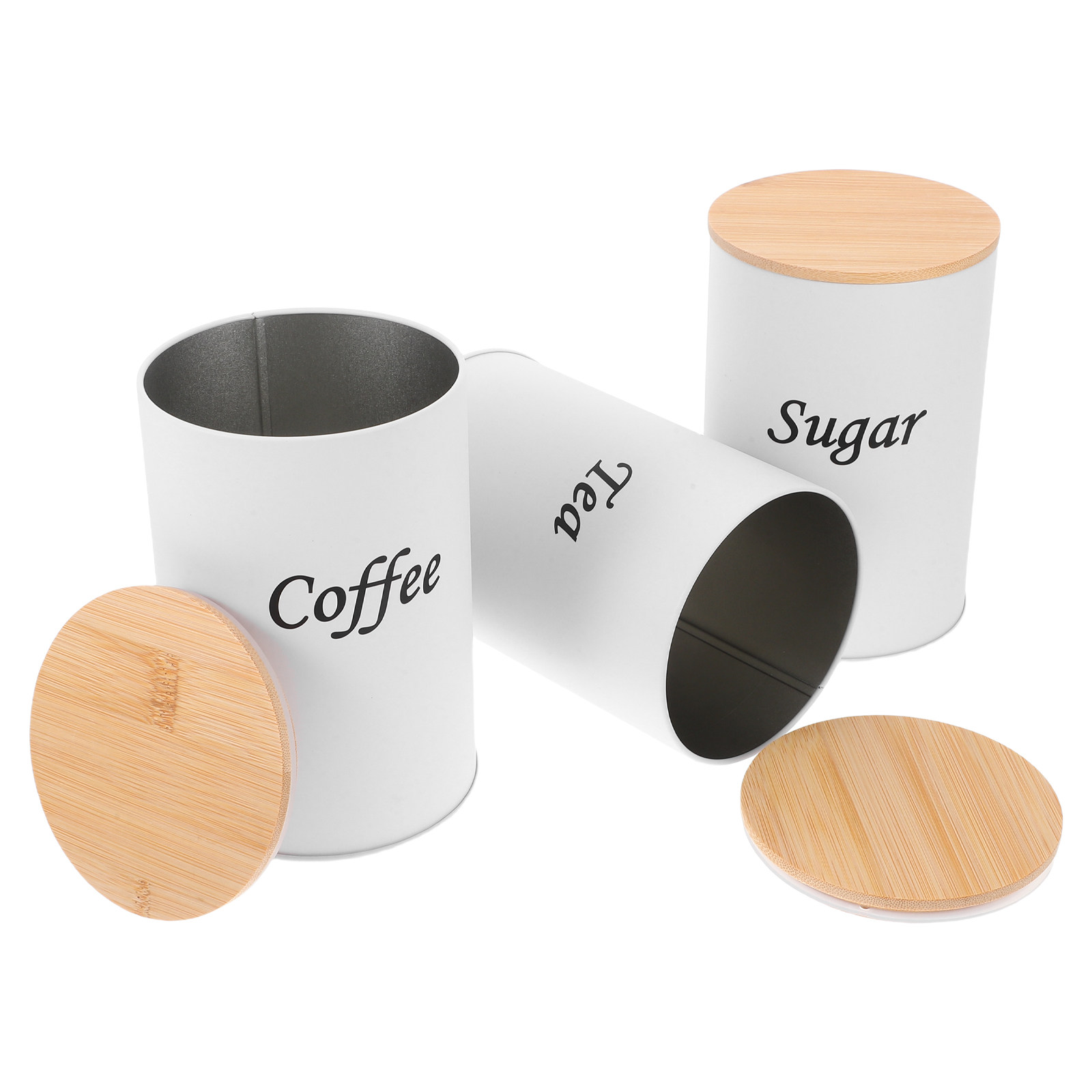 Coffee Tea Beans - Lot de 3 boîtes hermétiques rondes