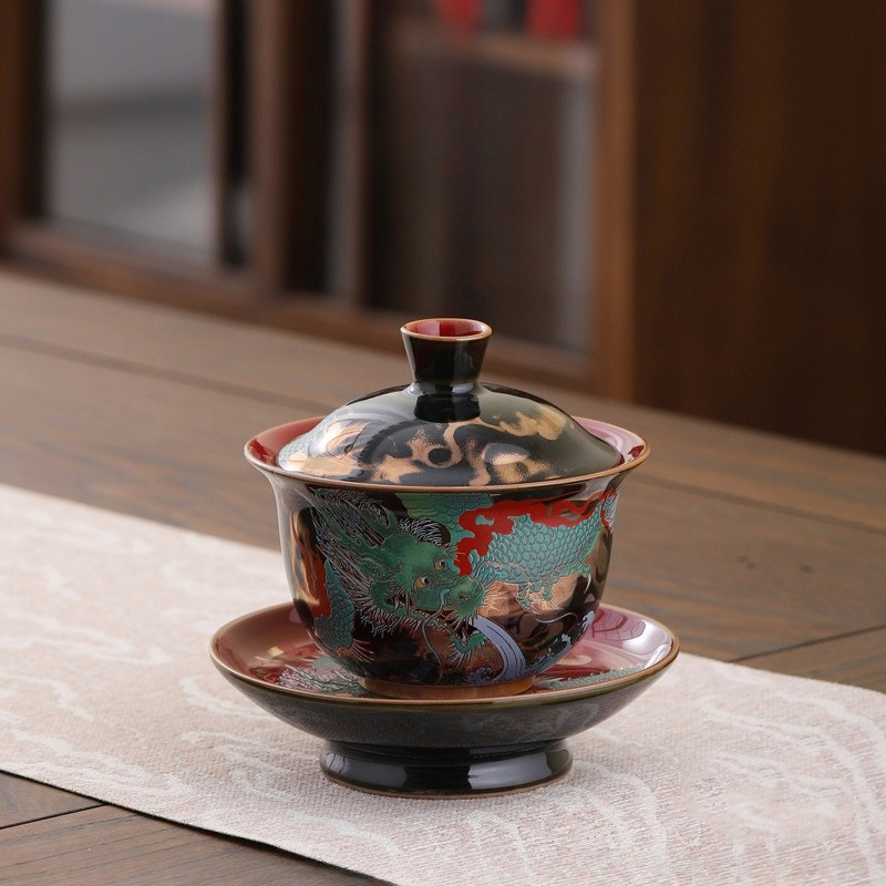 Gongfu Tea Set - Ensemble Gaiwan en céramique rétro créatif,