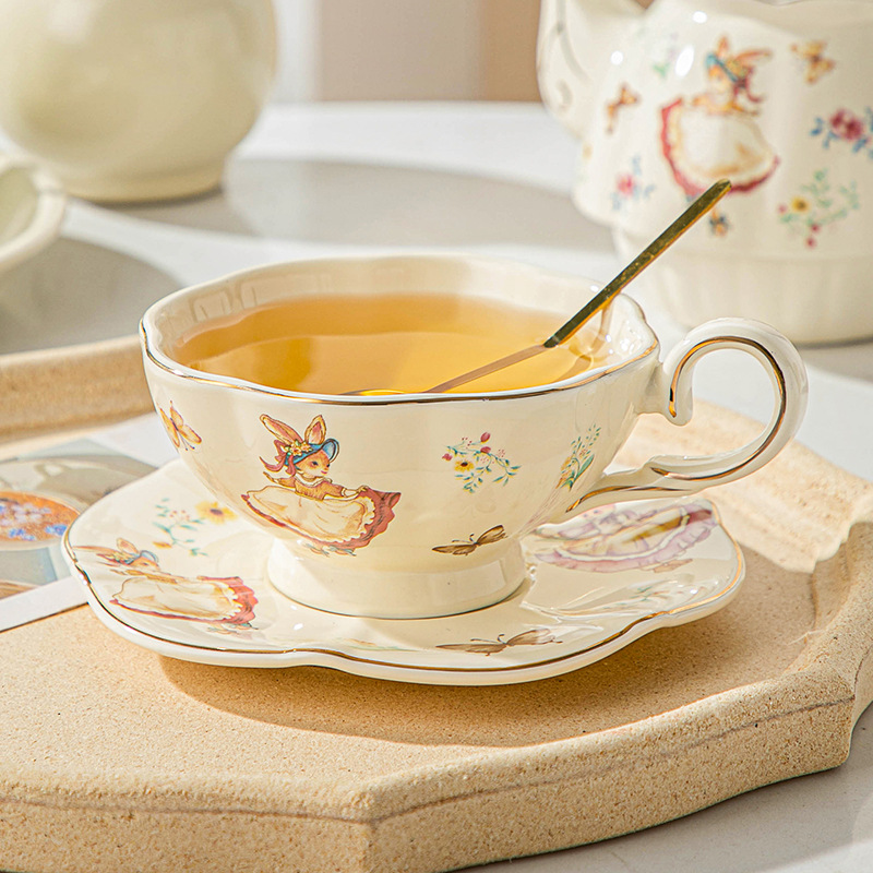 Coffee Tea English - Tasse à café et assiette rétro