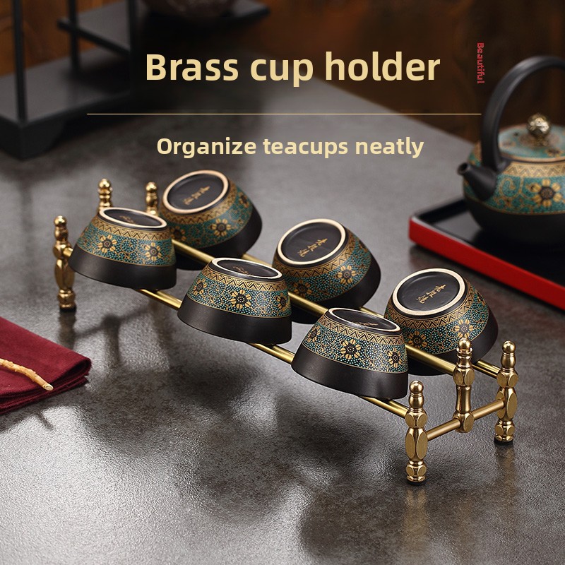 Gongfu Tea Set - Support à tasses en laiton minimaliste,