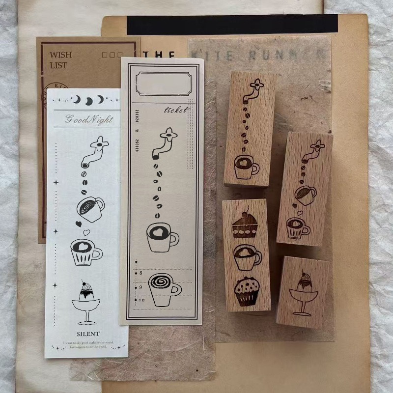 Tampon en caoutchouc vintage e - Coffee Tea Photos avis et prix