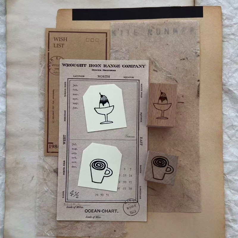 Tampon en caoutchouc vintage e - Coffee Tea Photos avis et prix